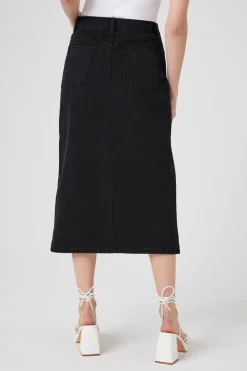 Split-Hem Denim Maxi Skirt