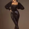 Split-Hem Glitter Pants