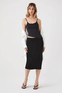 Split-Hem Midi Pencil Skirt