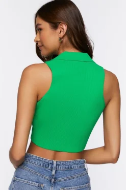 Split-Neck Sleeveless Crop Top