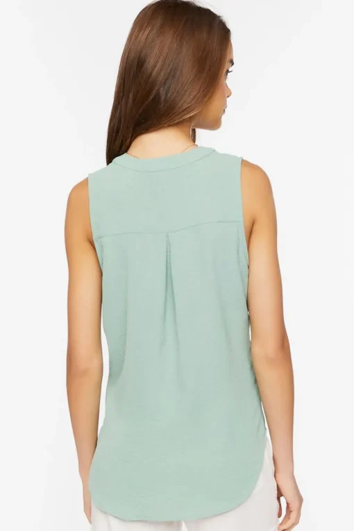 Split-Neck Sleeveless Top