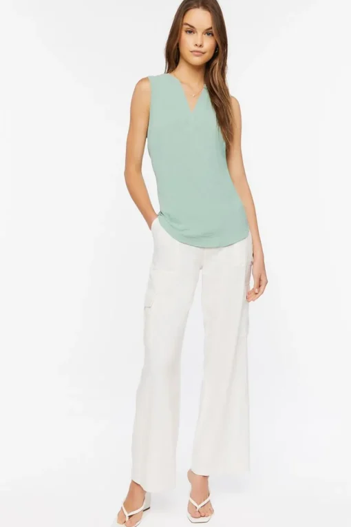 Split-Neck Sleeveless Top