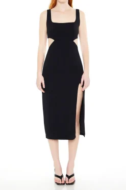 Square-Neck Cutout Midi Dress