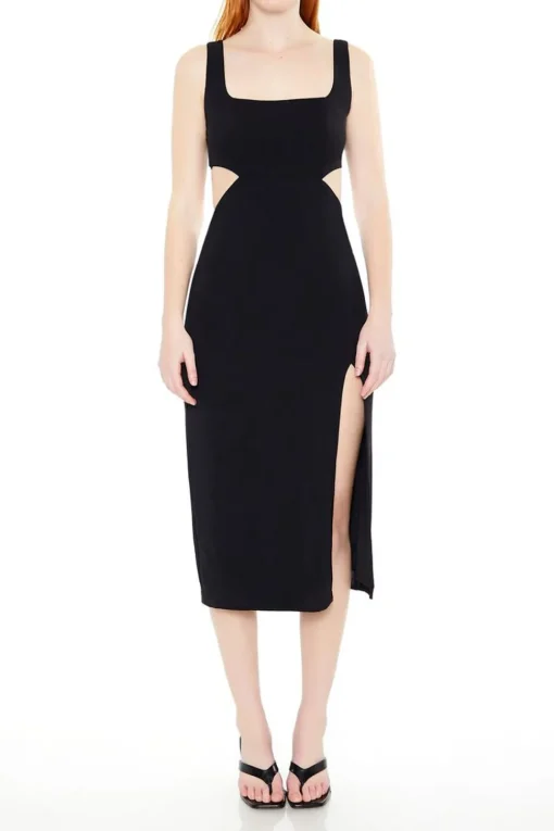 Square-Neck Cutout Midi Dress