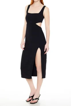 Square-Neck Cutout Midi Dress