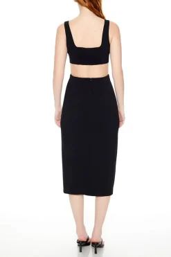 Square-Neck Cutout Midi Dress