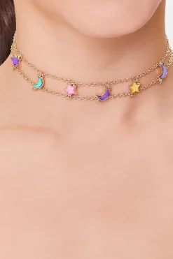 Star & Moon Layered Choker Necklace