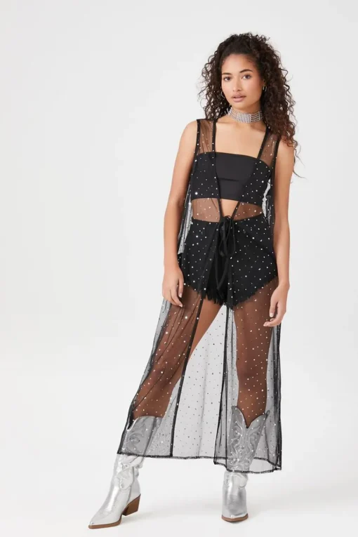 Star Mesh Sleeveless Kimono
