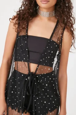 Star Mesh Sleeveless Kimono