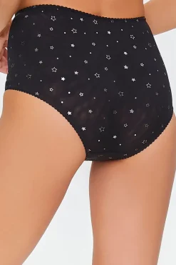 Star Print Bow Mesh Panties