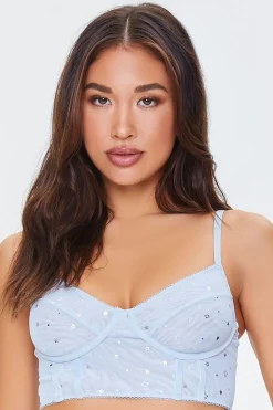 Star Print Mesh Bralette