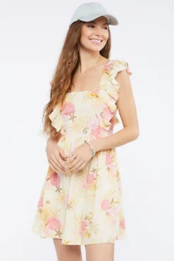 Starfish Print Tie-Back Mini Dress
