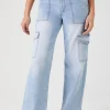 Straight-Leg Denim Cargo Pants