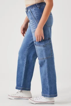 Straight-Leg Denim Cargo Pants