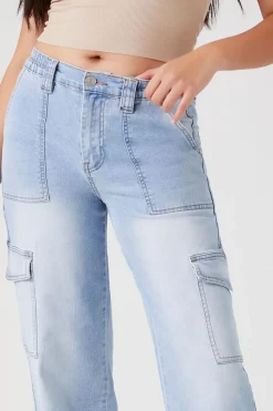 Straight-Leg Denim Cargo Pants