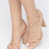 Strappy Faux Leather Block Heels