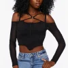 Strappy Off-The-Shoulder Bustier Top