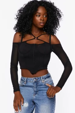 Strappy Off-The-Shoulder Bustier Top