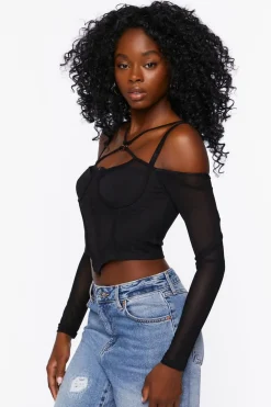 Strappy Off-The-Shoulder Bustier Top
