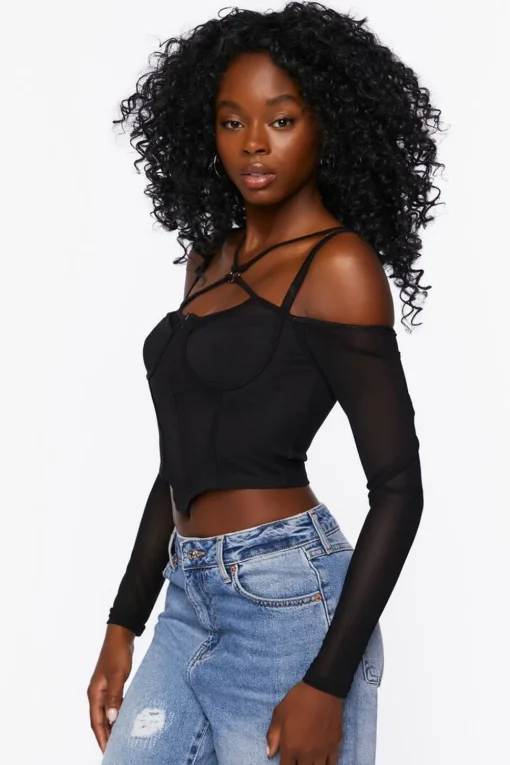 Strappy Off-The-Shoulder Bustier Top