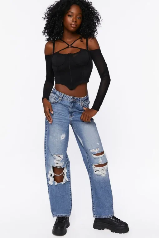 Strappy Off-The-Shoulder Bustier Top