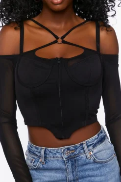 Strappy Off-The-Shoulder Bustier Top