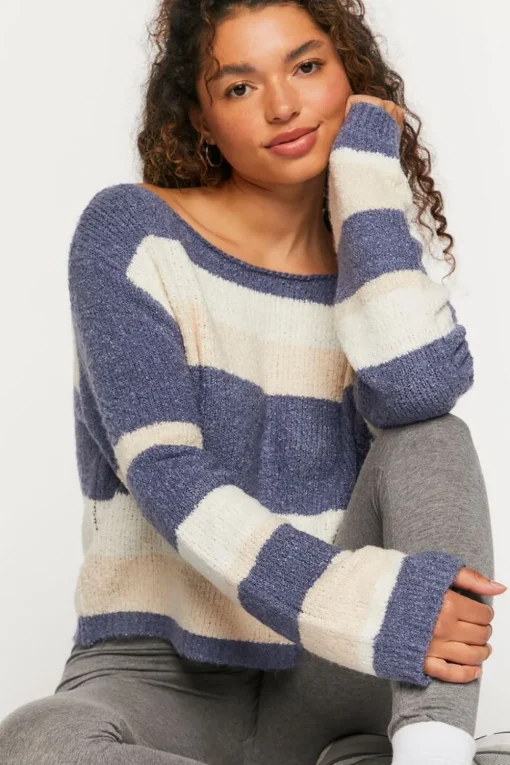 Striped Boat Neck Sweater