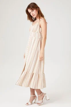 Striped Button-Front Cami Dress