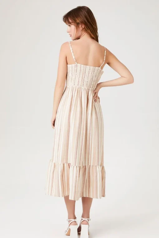 Striped Button-Front Cami Dress