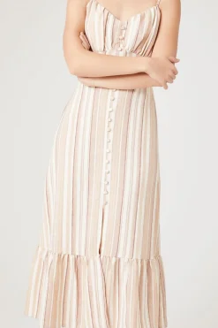 Striped Button-Front Cami Dress