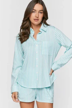 Striped Button-Front Pajama Shorts