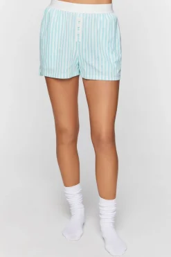 Striped Button-Front Pajama Shorts