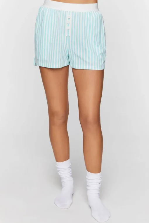Striped Button-Front Pajama Shorts