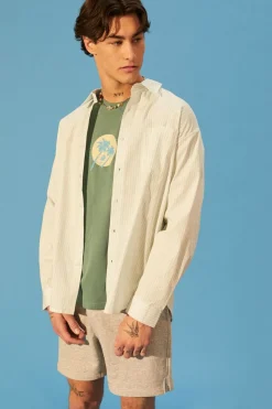 Striped Button-Front Shirt