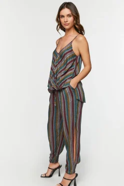 Striped Cami & Drawstring Pants Set