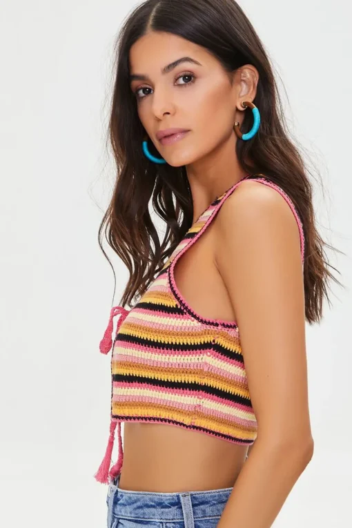 Striped Cochet Crop Top