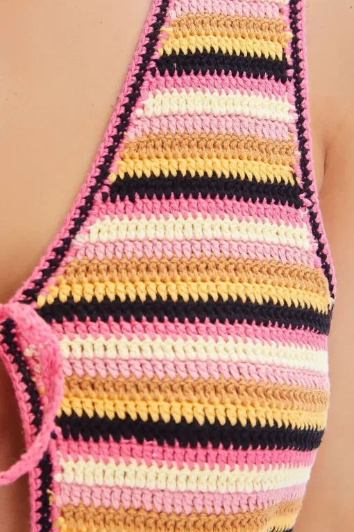 Striped Cochet Crop Top