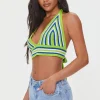 Striped Crochet Halter Crop Top
