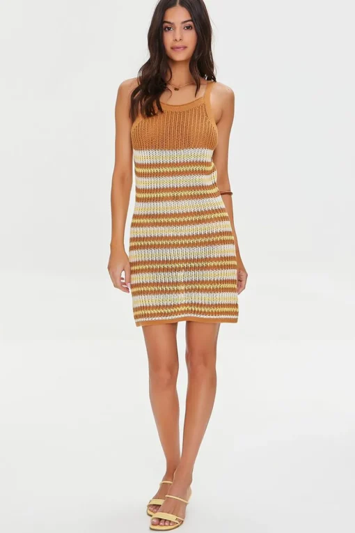 Striped Crochet Mini Dress