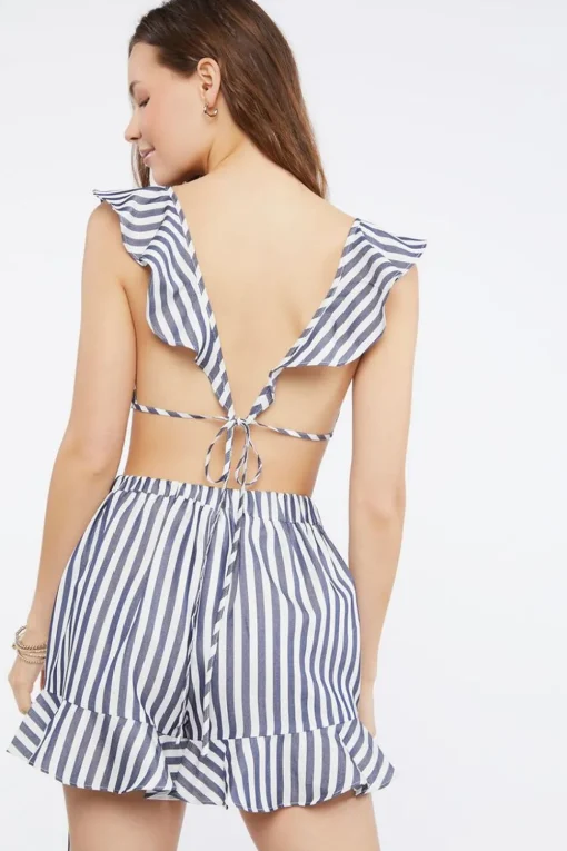 Striped Crop Top & Wrap Skort Set