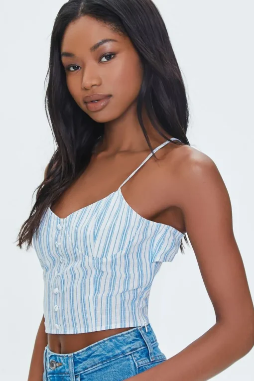 Striped Cutout Cropped Cami