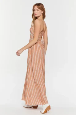 Striped Cutout Maxi Dress