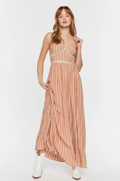 Striped Cutout Maxi Dress