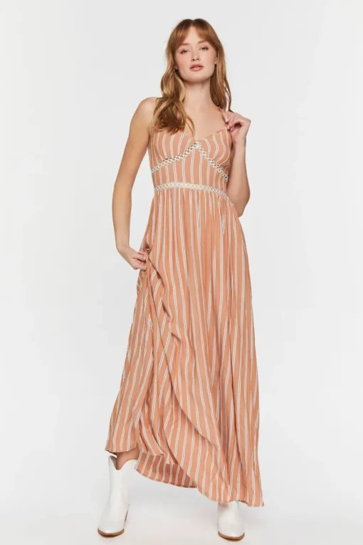 Striped Cutout Maxi Dress