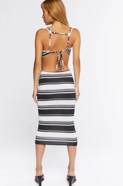 Striped Cutout Midi Dress