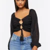 Striped Cutout Peasant Sleeve Top