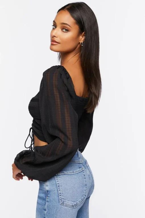 Striped Cutout Peasant Sleeve Top
