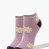 Striped Floral Print Ankle Socks