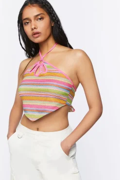 Striped Halter Crop Top