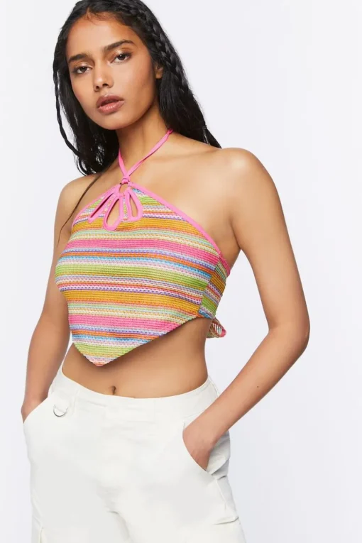 Striped Halter Crop Top